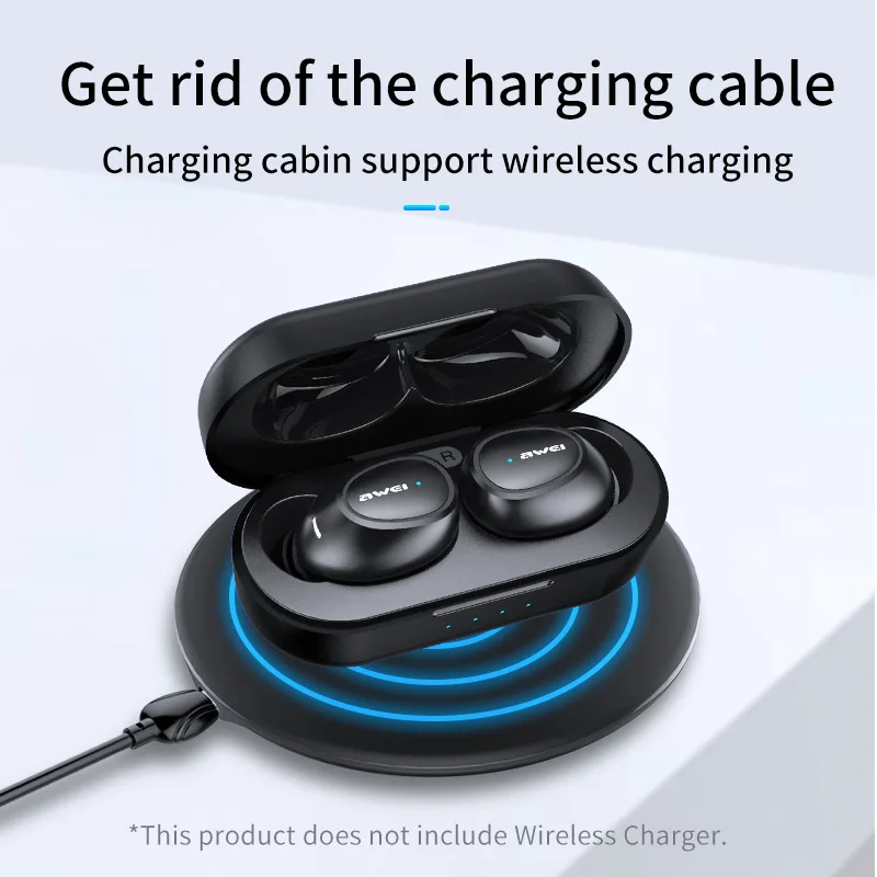 AWEI T6C мини TWS зарядка в ухо беспроводные Bluetooth наушники с шумоподавлением Игровые