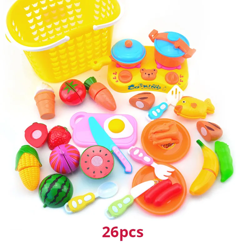 26 шт./лот корзина с ножом и вилкой для овощей фруктов покупок игровой домик