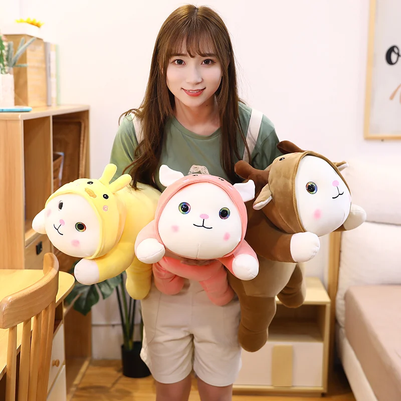 Симпатичная кавайная Лежащая кошка плюшевые игрушки мягкая Милая кукла милая