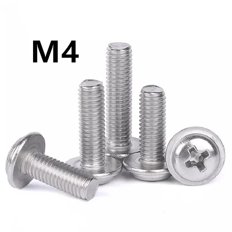 

100/60 шт DIN967 M4x5/6/8/10/12/14/16/20/25/30/35/40/45 мм 304 Нержавеющая сталь Phillips Pan крепежные винты с воротником ШИМ