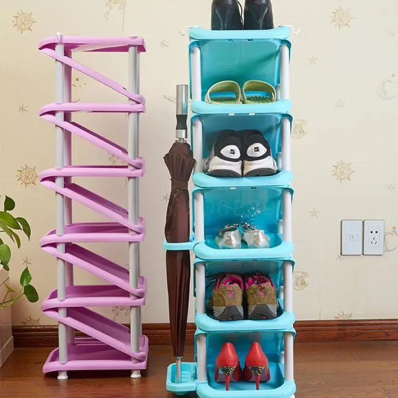 Стеллаж для обуви Многоэтажный пластиковый шкаф простой экономичный