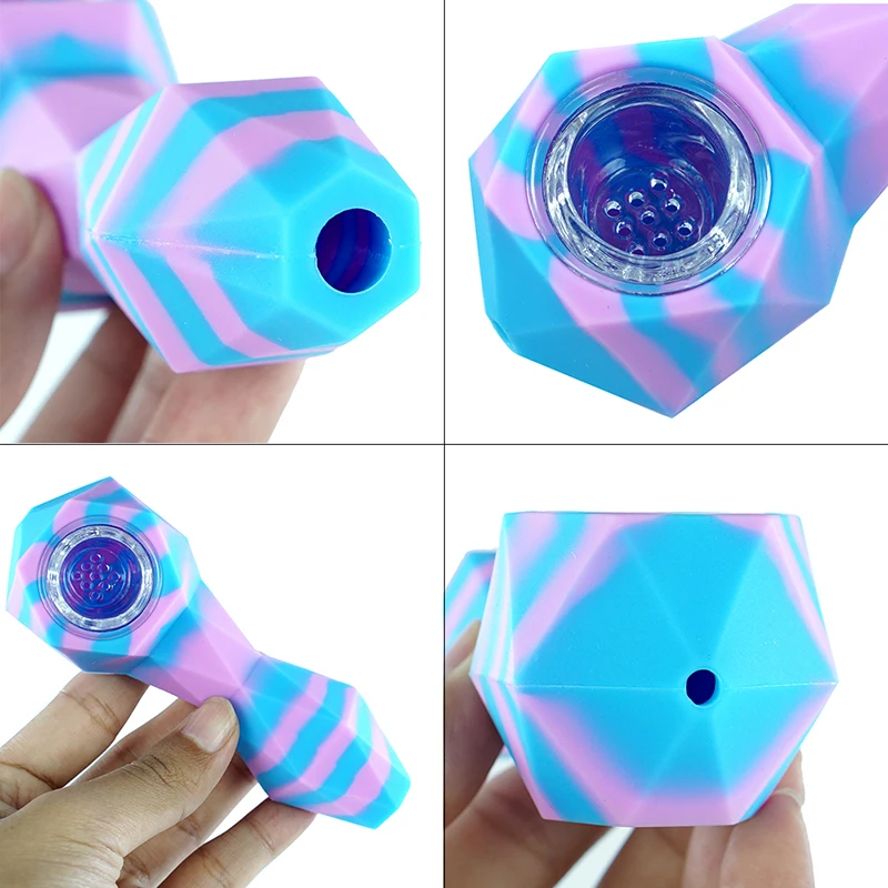 3 шт. портативная силиконовая трубка для курения табака с стеклянной чашей