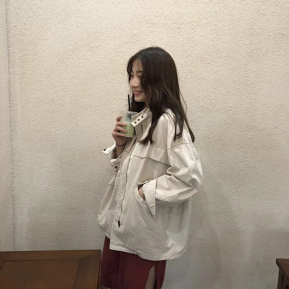 Весенняя куртка-бойфренд повседневные свободные верхняя одежда для женщин с