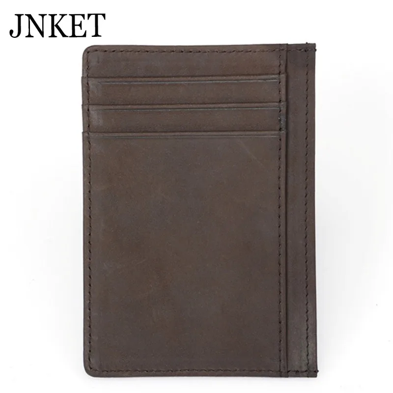 

JNKET RFID Wallet Credit Card Wallet Cow Leather Clutch Wallet Retro Men's Short Wallet Billfold Coins Purse Card Holder