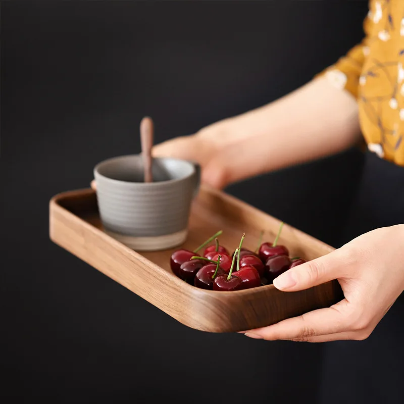 Черный орех деревянная твердая Фруктовая тарелка цельная прямоугольная