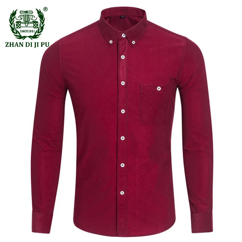 Новая Вельветовая рубашка с длинным рукавом Мужская мода Slim Fit рубашки мужской
