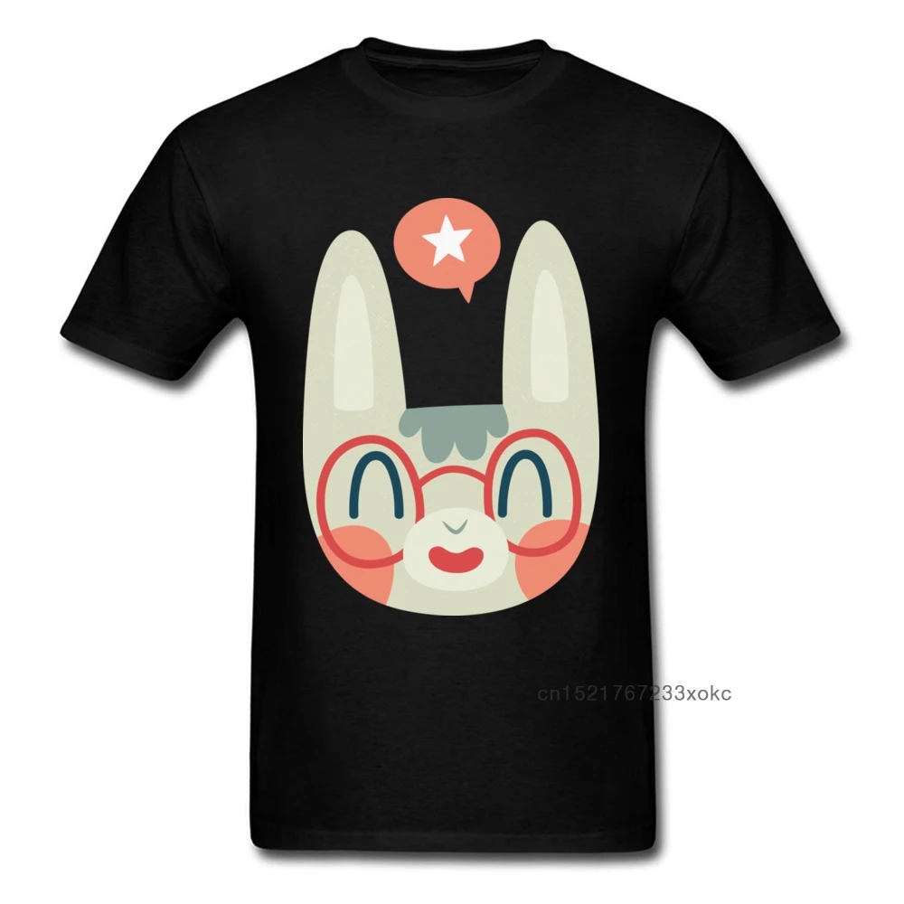 

Cute Green Bunny Wearing Glasses 2018 Unisex Black White T-shirt Men Woman Cartoon Designer Summer T Shirt O-neck Top Tee