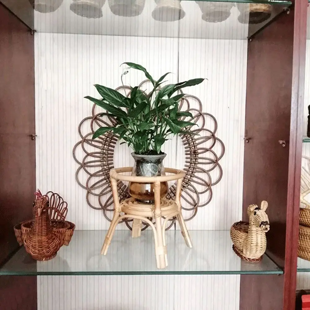 

25cm Rattan Plant Stand Natural Woven Flower Pot Indoor Plant Stand Plant Holder For Gardening Interior Decoration Living Room