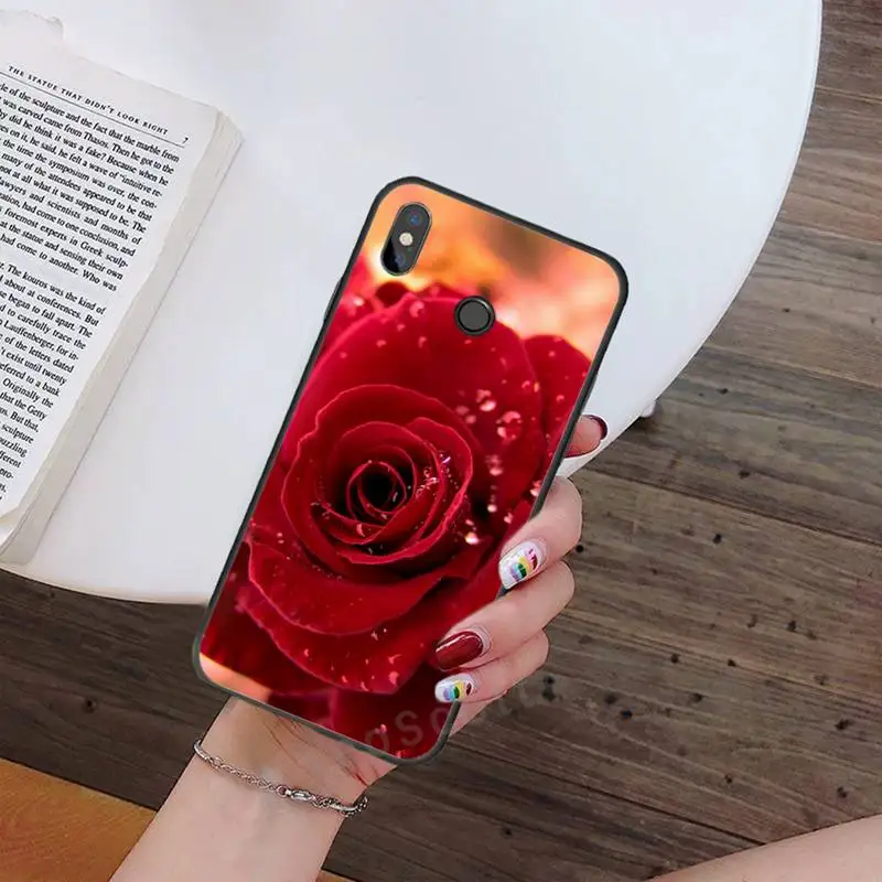 

Bright Red Rose Flowers Phone Case For Xiaomi Redmi note 7 8 9 t max3 s 10 pro lite Luxury brand shell funda coque