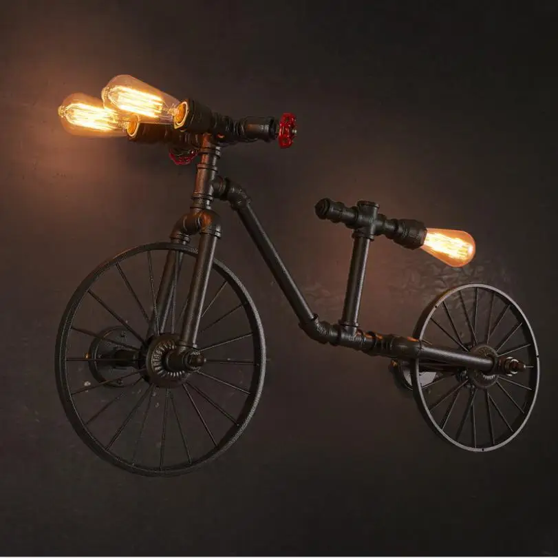 wall lamp Лофт в ретро стиле личность водопровод лампа-велосипед кафе ресторан бар украшение для магазина одежды - Цвет корпуса: wall lamp