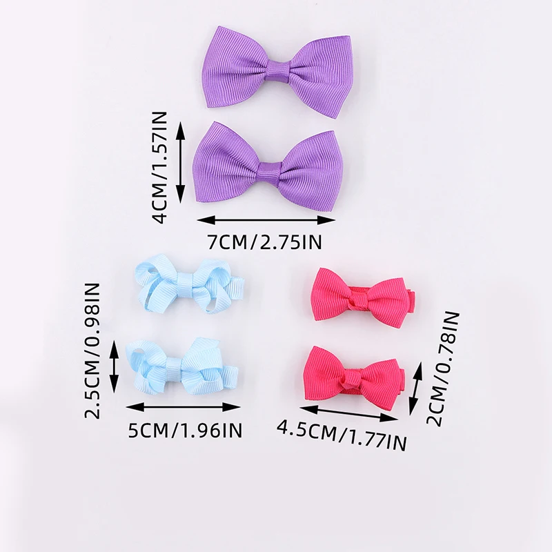 Детские заколки для волос 12 шт./компл. красочные Ленточные банты зажимы BB