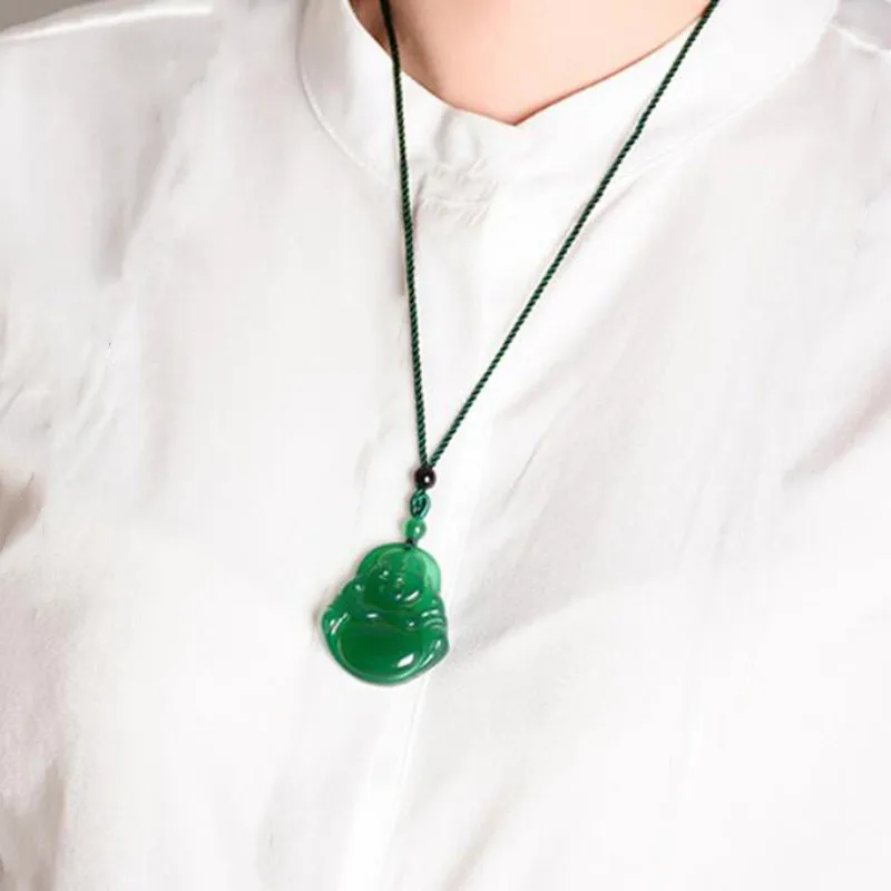 

Natural ice-green chalcedony Avalokitesvara pendant green Bodhisattva Maitreya men and women jewelry necklace pendant