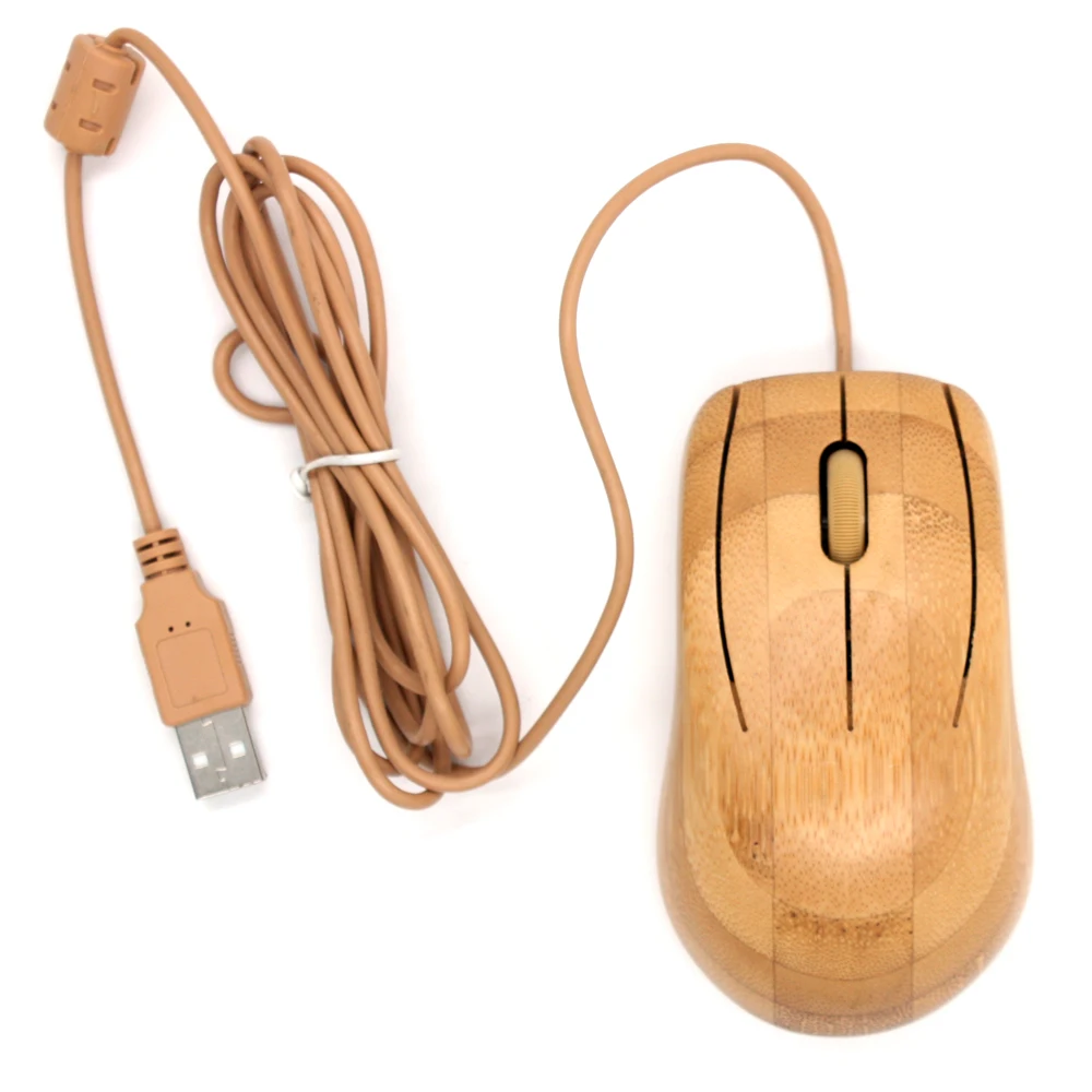 Мышь Компьютерная Techase из бамбука проводная игровая эргономичная с USB кабелем