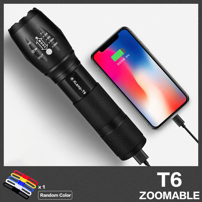 BRELONG портативный светодиодный фонарик с мобильным зарядным устройством usb мини T6 тактический фонарик для рыбалки для верховой езды кемпинга рыбалки - Испускаемый цвет: Style 1