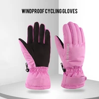 1pair women ski snow gloves thermal motorcycle snowboard winter outdoor waterproof pull buckle longwindproof warm mittens gloves