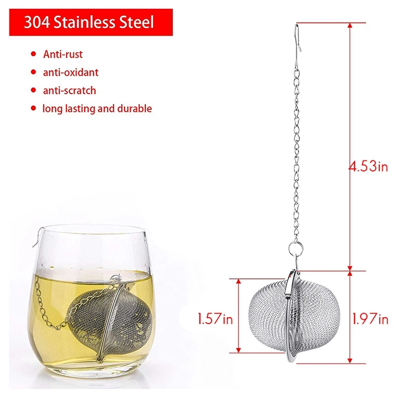 

6PC Tea Ball Infuser Stainless Steel Mesh Tea Strainer to Filter Tea, Used for Brewing Loose Leaf Tea and Spices