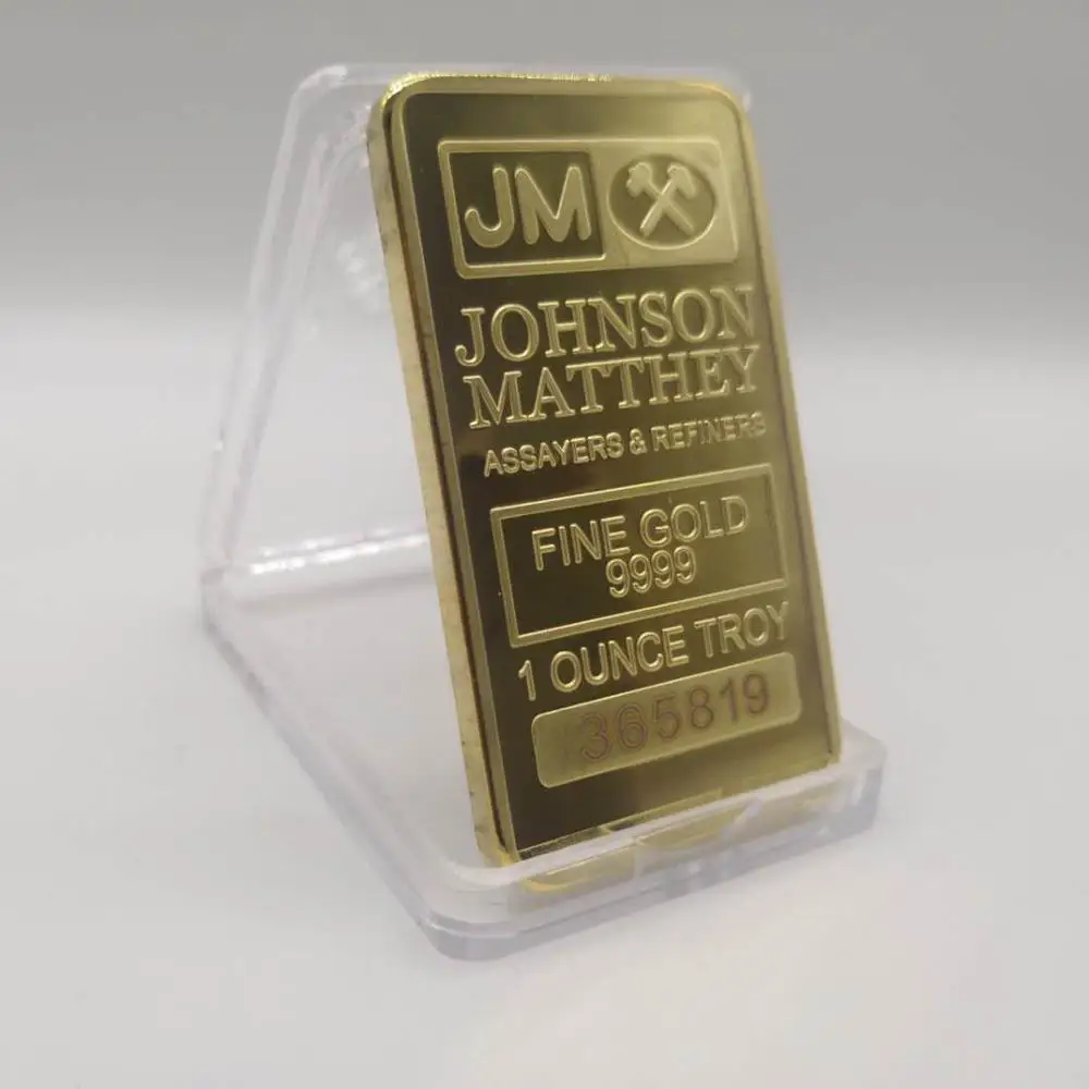 Gold Великобритания 1 Унция Трой посеребренные коллекционные монеты Джонсон матони Assayers& Refiners Реплика золотых слиток золота подарки - Цвет: Gold