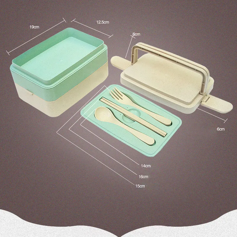 3-слойная микроволновая печь Bento коробка с столовая посуда Пшеничная солома