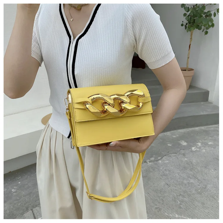 

Crossbody Bags For Women Luxury Quality Square Flap Shoulder Bags Pu Leather Lady Messenger Bag Gold Thick Chain Female Satchels