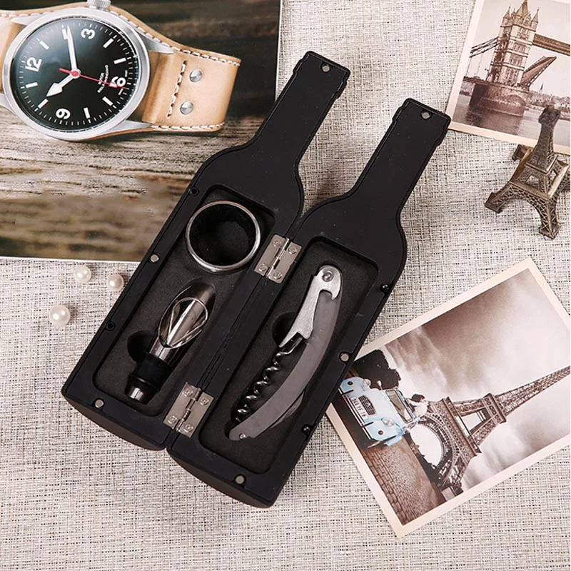 

1 Set 3pcs/5pcs Wine Bottle Corkscrew Set Tool Bottle-Shaped Holder Bottle Opener Gift CLH@8