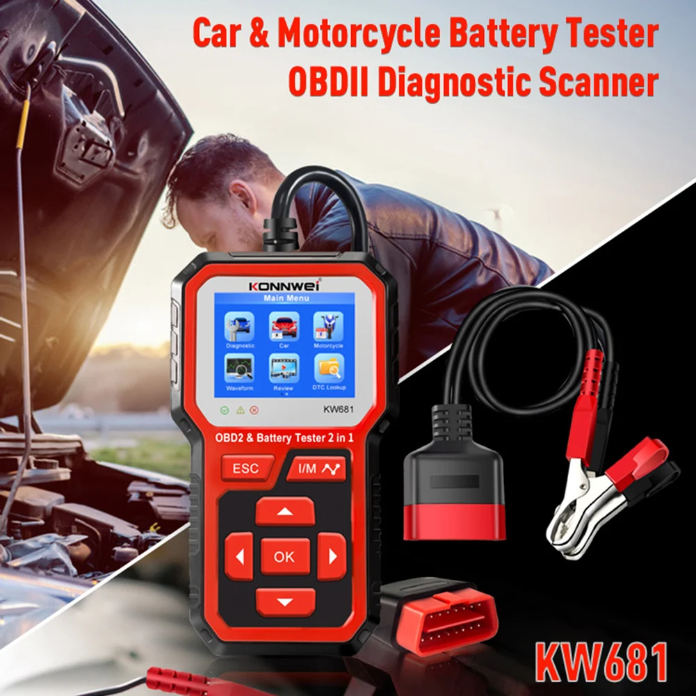 

2 In 1 Car Battey Tester OBD2 Scanner Digital Diagnostic Tool Analysis Instrument 12V Lead Acid AGM Battery Tester Car Products