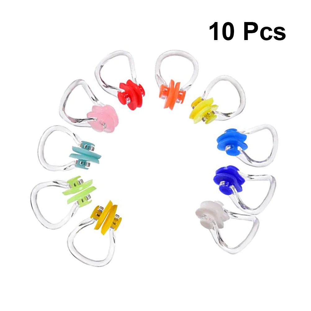 

10PCS Comfortable Silicone Swimming Nose Clip Reusable Surfing Diving Swim Nose Clips for Adults Children(Random Color)