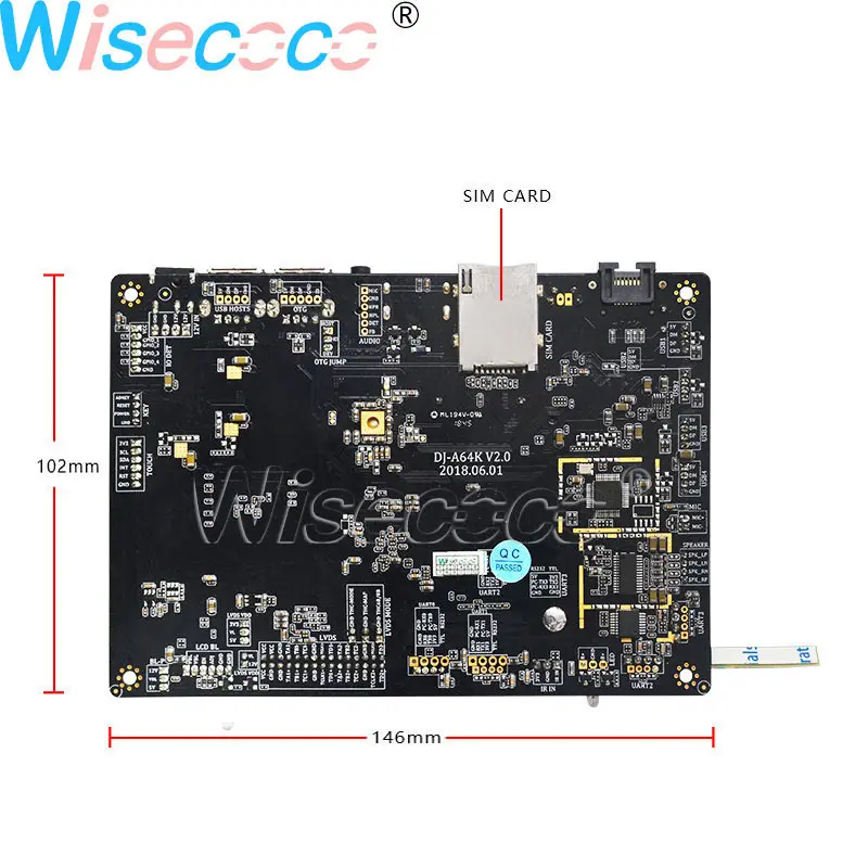 ЖК-экран Wisecoco 12 3 дюйма 1920 × 720 1000 нит емкостный сенсорный датчик 50 контактов LVDS VGA