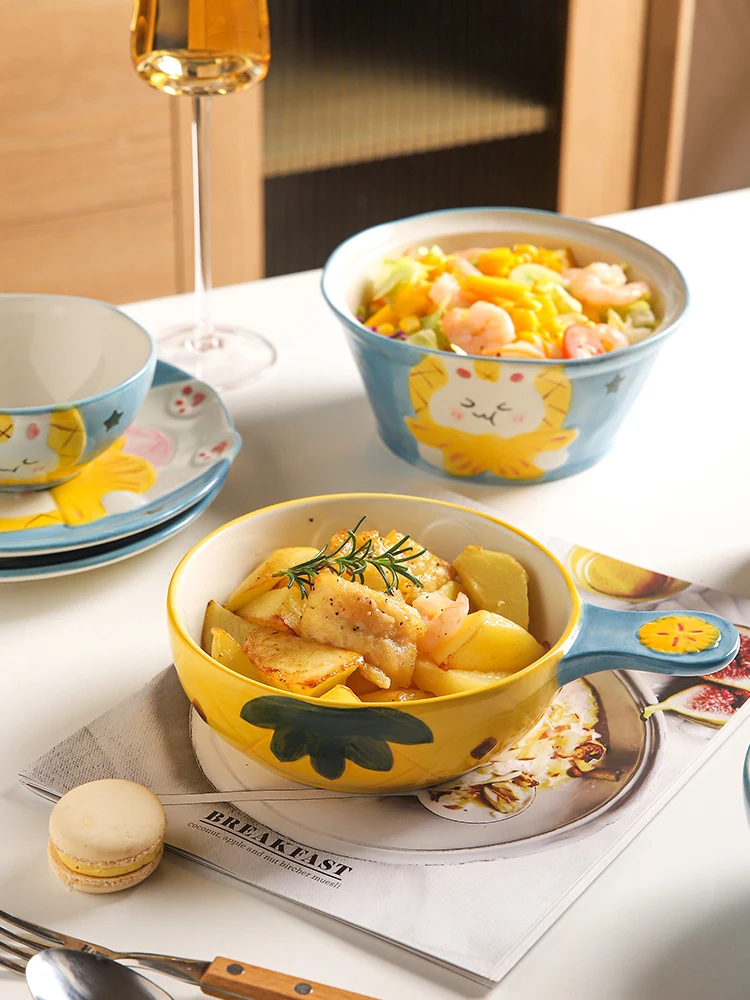 Керамическая 5-дюймовая миска в Корейском стиле 7-дюймовая для лапши Мультяшные