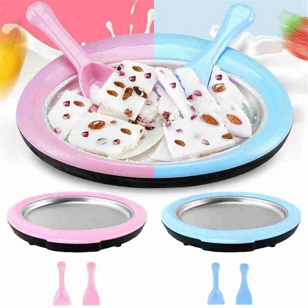 

Rolled Ice Cream Maker with 2 Spatulas Mini Fried Yogurts Machine Fry Ice Plate Homemade Ice Cream Roll Maker PAK55