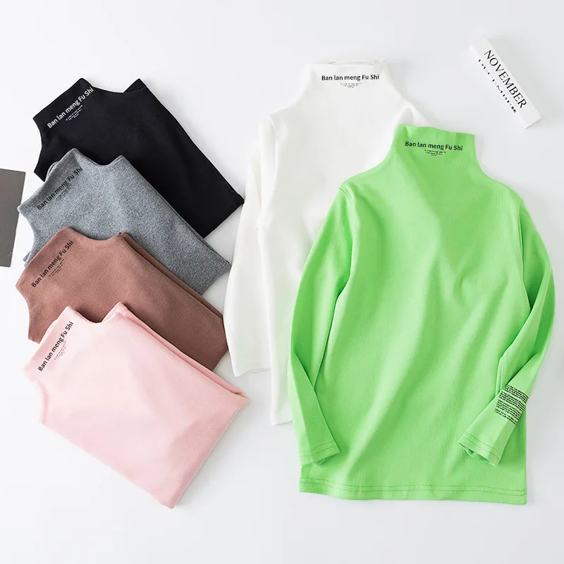 

Autumn Winter Children T Shirts Cotton Underwear For Kids Long-Sleeve Boys Girls Sweatshirts Toddler Kids Turtleneck Tops