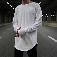 mens new european and american street style hand sleeve design solid color bottom tide mens casual large size t shirt