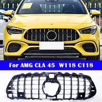 abs bumper vertical bar car styling middle grille for mercedes benz amg cla 45 4matic 2020 black gloss center grill w118 c118