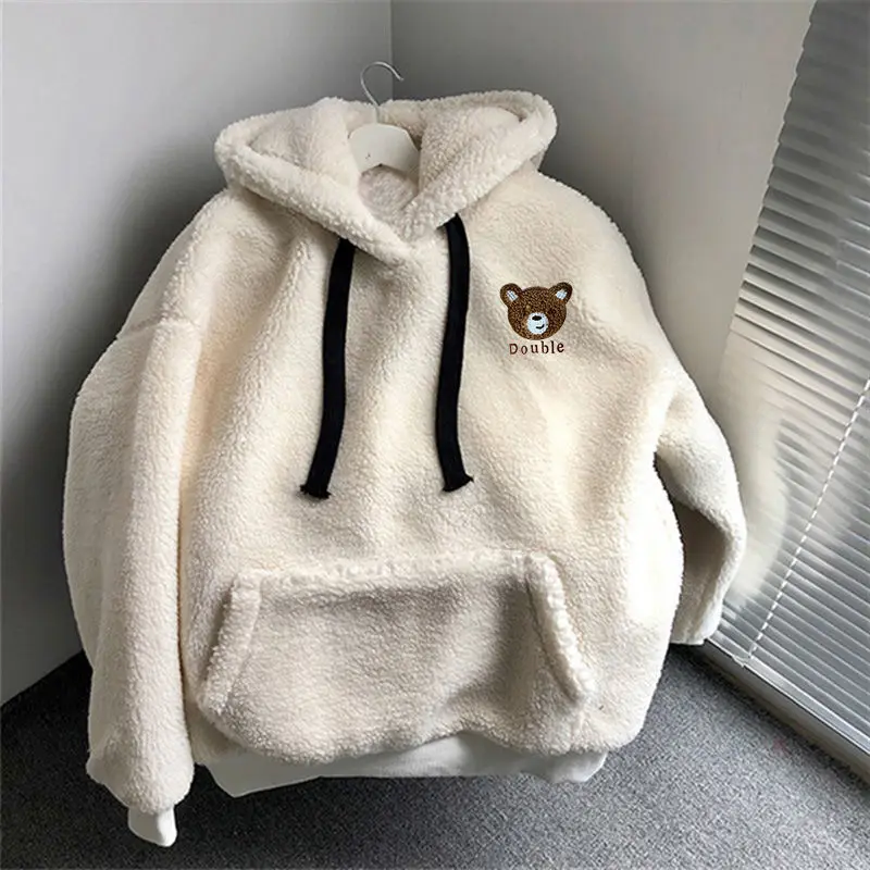 Sweatshirts Hoodies Women Autumn Winter Clothes Plush Warm Fluffy Hoodies Pullover Loose Thick Hoodie Tops 2021
