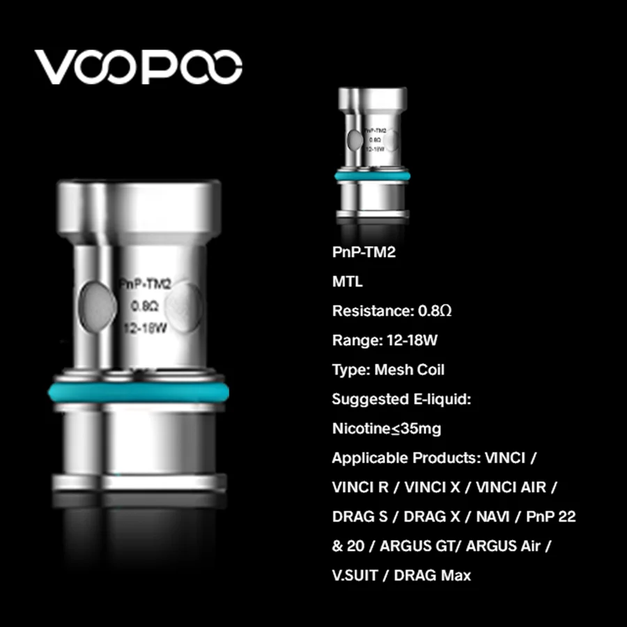 Оригинальная катушка Voopoo PNP TM2 Ом 12 ~ 18 Вт для VINCI/R/X/AIR DRAG S/X/Max NAVI ARGUS GT/AIR | Электроника