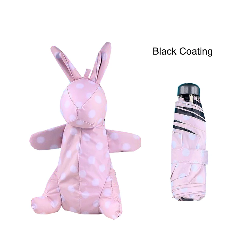 Pink Rabbit Black LIKE RAIN качество мини-зонтик Карманный портативный дорожный зонтик дождь женский маленький Модный складной мультяшный Зонт с драконом UBY12 - Цвет: Pink Rabbit Black