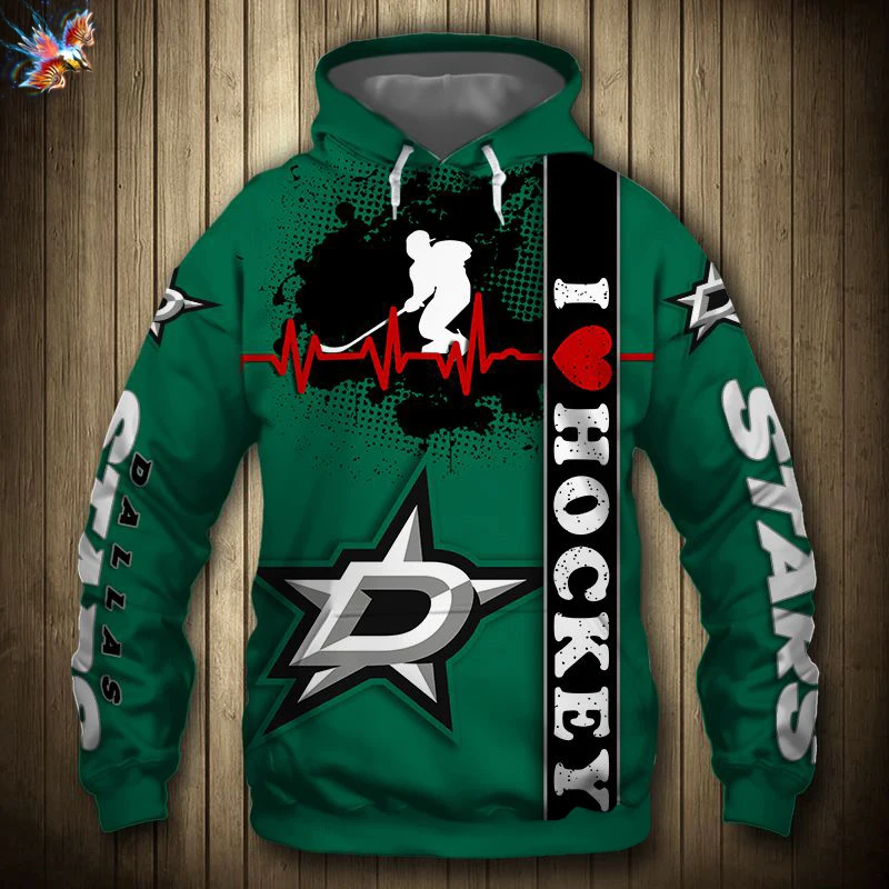 

New Dallas Men's Casual 3D Hoodie Graffiti Geometric Letters Stars Black And White Stitching Design Printing Stars Sweatshirt