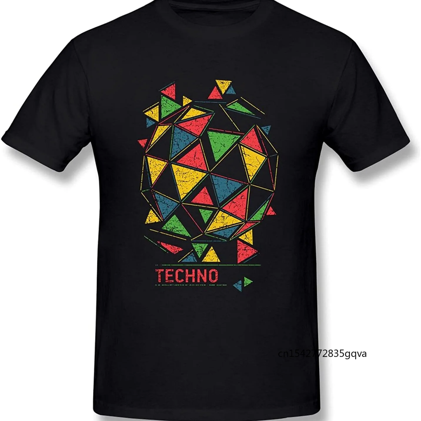 

T-Shirts Unisex Printing Techno Herren Short Sleeve Round Neck Soft Top Shirt T-Shirt Black Loose And Comfortable