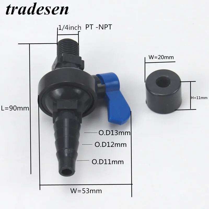 Соединительный впускной клапан из НПВХ 1/4 дюйма соединители для соединительного