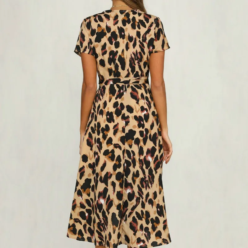 2019 сексуальное леопардовое платье с глубоким v образным вырезом и коротким