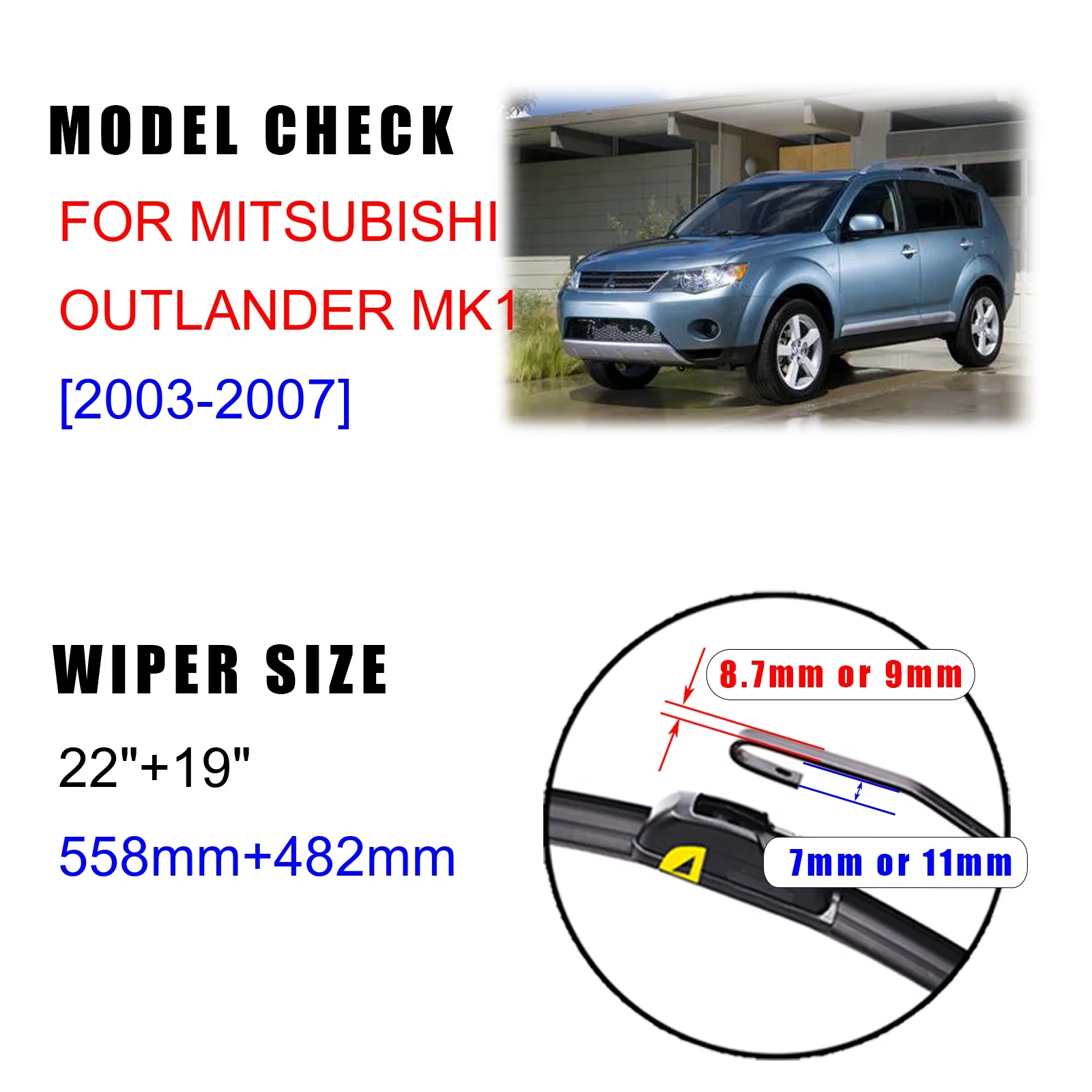 Щетки стеклоочистителя передние для Mitsubishi Outlander MK1 2003 2004 2005 2006 2007 - купить по