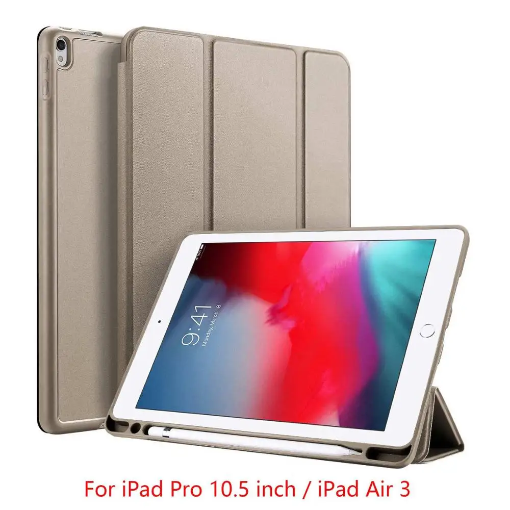 Gold Air 3 Pro 10.5 DUX DUCIS умный чехол для iPad Air PU кожаный флип Мягкий Чехол для iPad 9,7 Pro 10,5 11 12,9 Mini 5+ карандаш держатель - Цвет: Gold Air 3 Pro 10.5