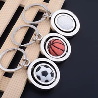 1pcs wholesale 3d sports rotating basketball football soccer keychain keyring ring key fob ball gifts for men