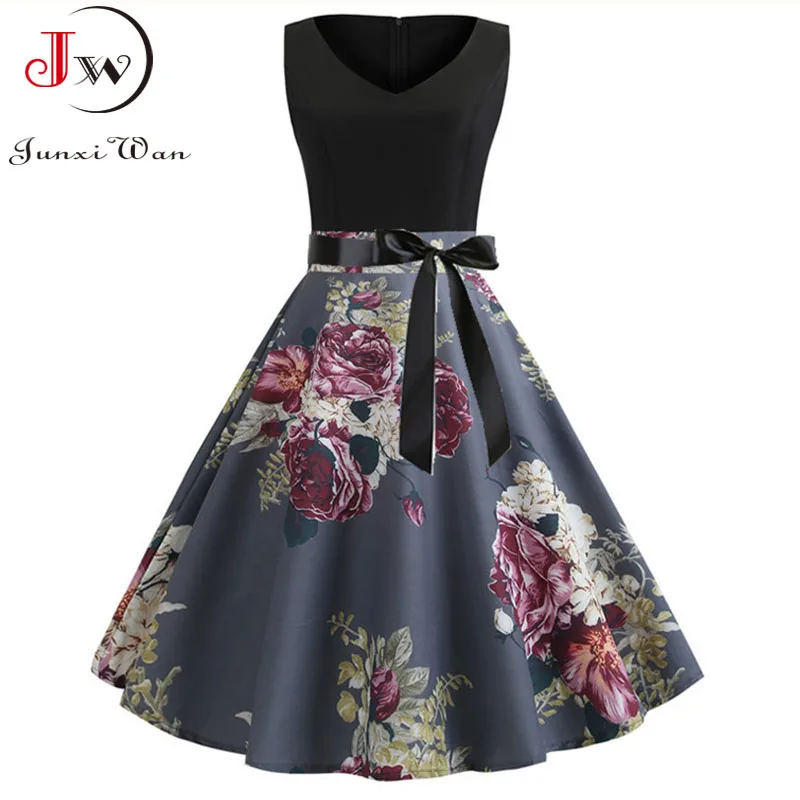 Женское летнее сексуальное платье с v образным вырезом без рукавов цветочным