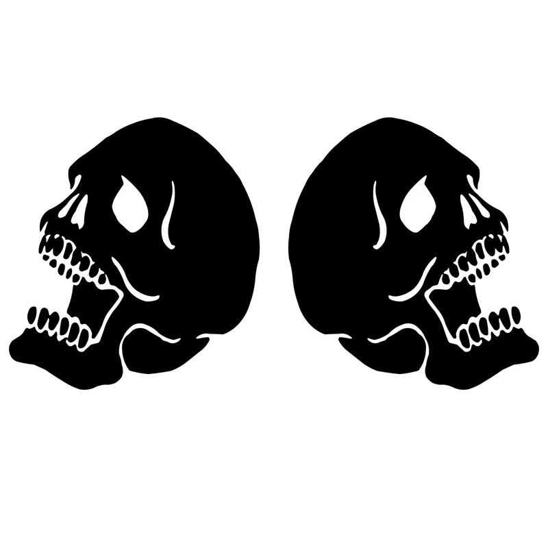 

(Left and Right) Skull Silhouette Car Sticker Fun Decal Pvc Decal Is Suitable for All Kinds of Cars Black/white, 13cm*12cm