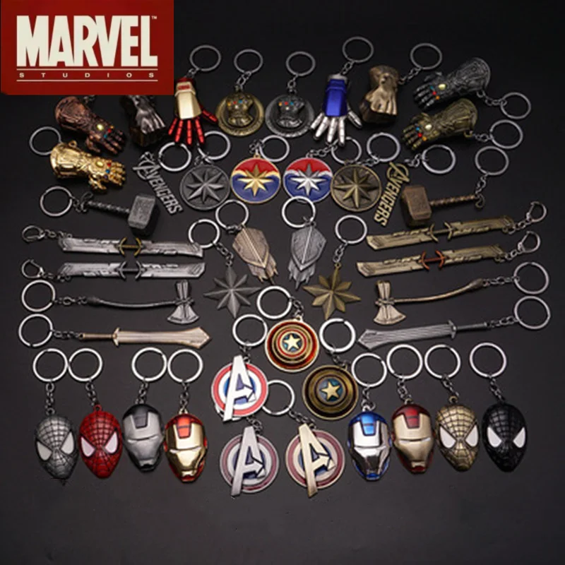 Дисней Марвел Аниме Фигурка Паук-Человек Металлический Брелок Игрушка Щит Капитана Америки Танос Авенджерс Подарок На День Рождения.
