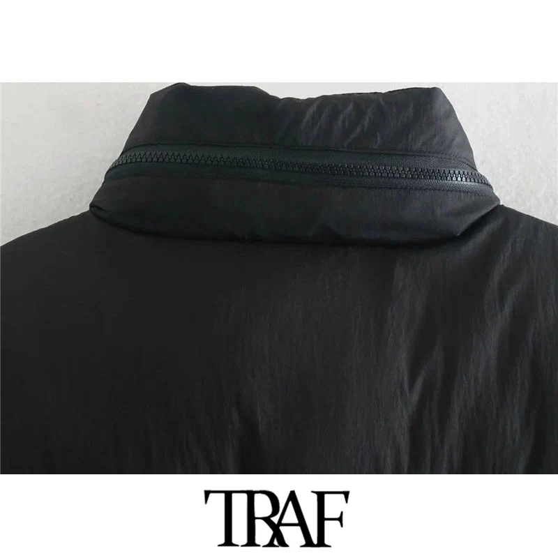

Women Fashion Hooded Hidden Inside Cropped Padded Waistcoat Vintage Sleeveless Zip-up Female Outerwear Chic Tops 2021 New
