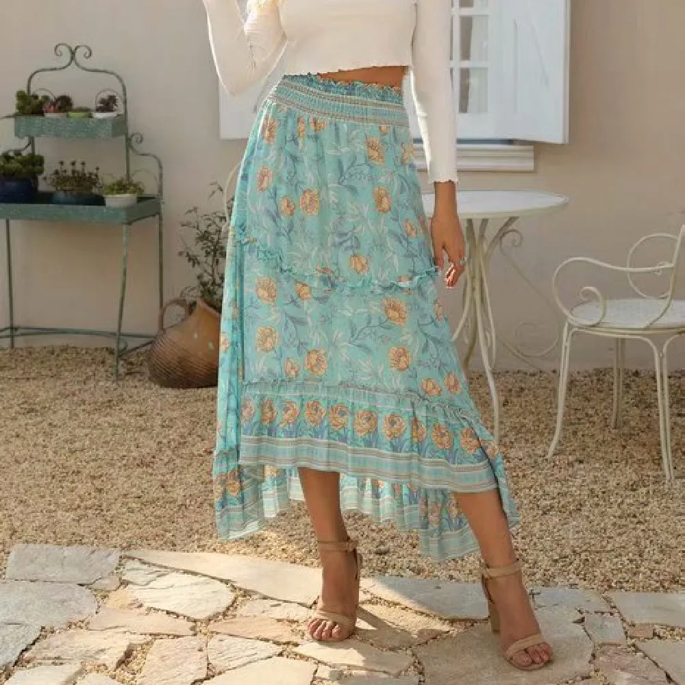 2020 хлопок цветочный узор богемная юбка в стиле бохо пляжная саронг миди