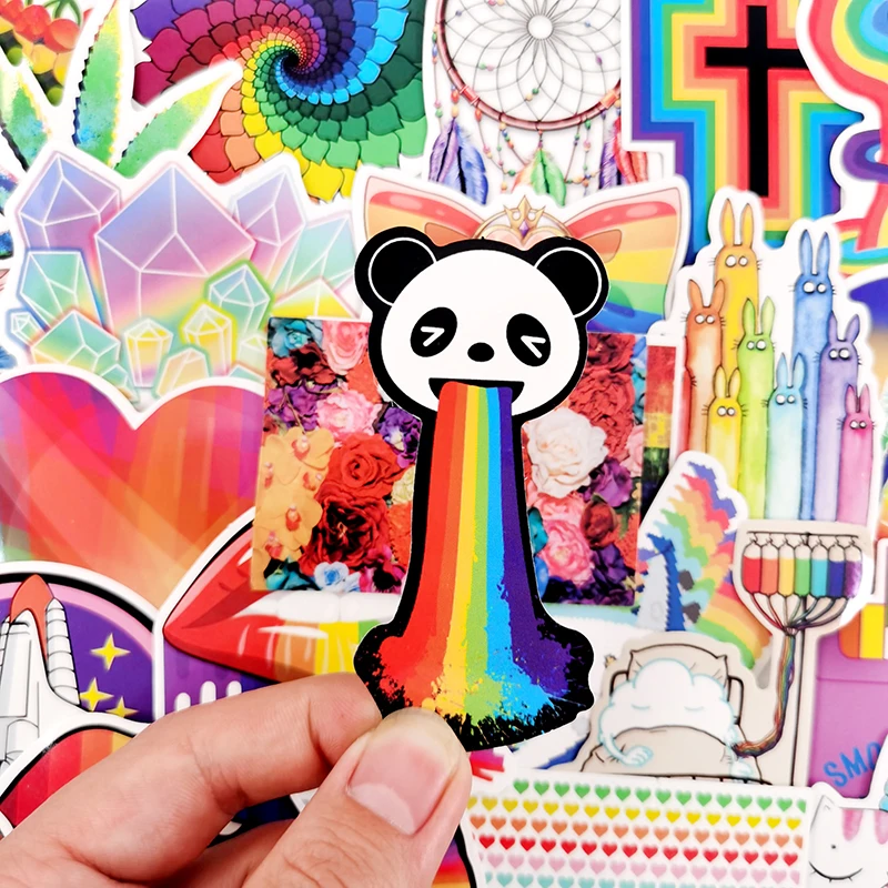 10/60 шт./упак. красочные радужные Мультяшные водонепроницаемые наклейки для