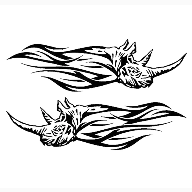 2x Племенной носорог пламя виниловые автомобильные наклейки пара красивый и