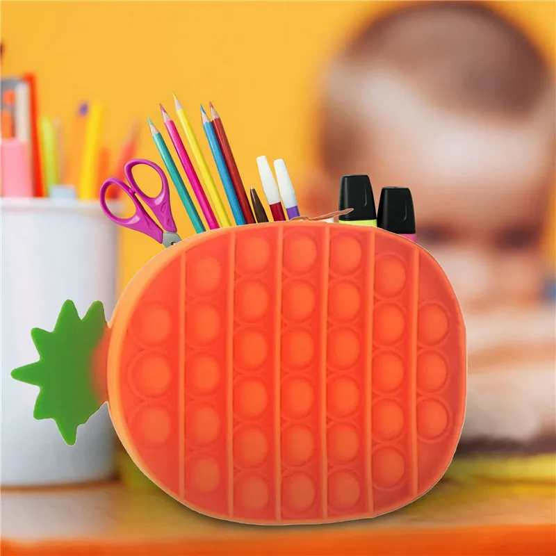 

Bubble Sensory Fidget Popper Poppets Bag Pencil Pen Case Silicon Pencil Bag Stationery Pencil Pouch Storage Bag School Office